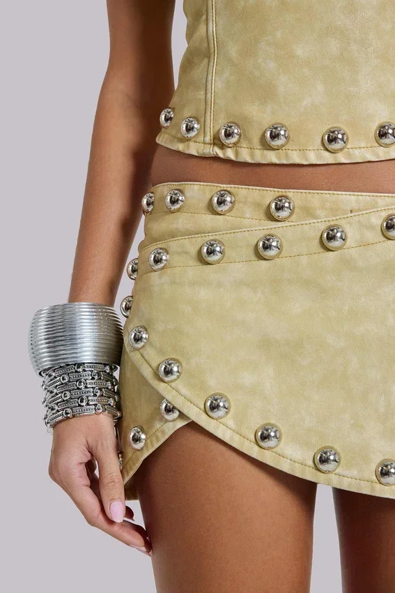 Vinta PU Leather Studded Mini Skirt
