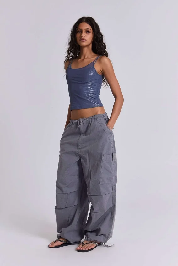 Vintage Grey Parachute Cargo Pants