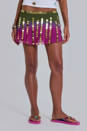 Vireya Embellished Ombre Mini Skirt
