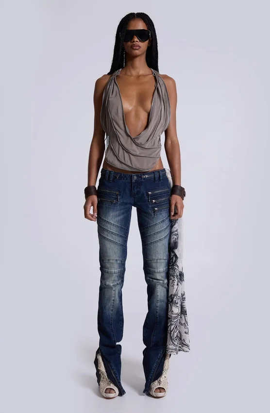 Vrax Cowl Zipper Top