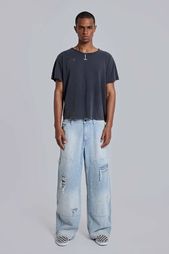 Washed Black Cropped Moth T-Shirt