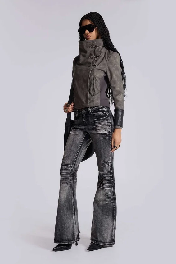 Washed Black Drift Bootcut Jeans