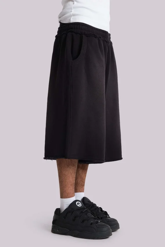 Washed Black Monster Jogger Baggy Shorts