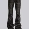 Washed Black PU Drift Bootcut Jeans