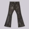 Washed Black PU Drift Bootcut Jeans