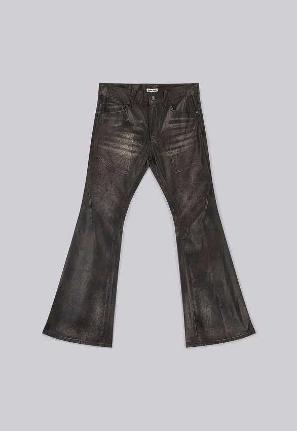 Washed Black PU Drift Bootcut Jeans