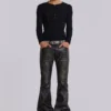 Washed Black PU Drift Bootcut Jeans