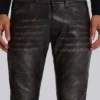 Washed Black PU Drift Bootcut Jeans