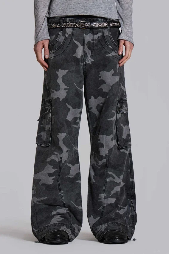 Washed Black Trooper Camo Cargo Pant