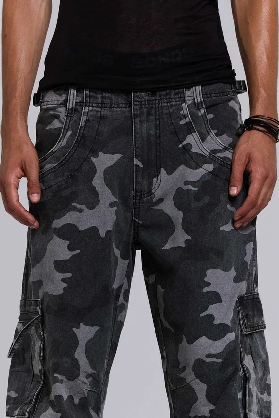 Washed Black Trooper Camo Cargo Pant
