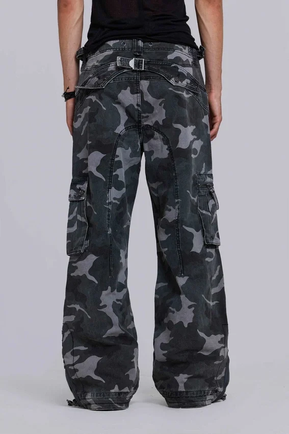 Washed Black Trooper Camo Cargo Pant