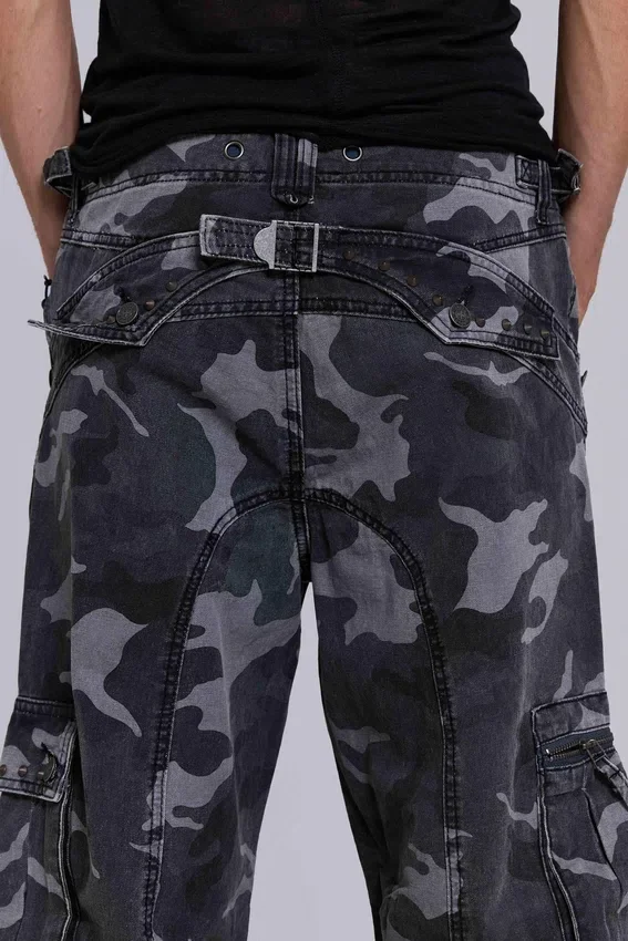 Washed Black Trooper Camo Cargo Pant
