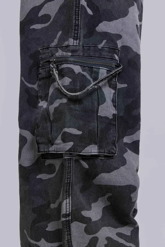 Washed Black Trooper Camo Cargo Pant