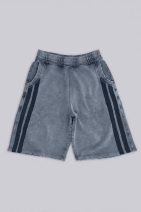 Washed Grey Sporty Stripe Monster Jogger Shorts