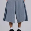 Washed Grey Sporty Stripe Monster Jogger Shorts