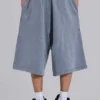 Washed Grey Sporty Stripe Monster Jogger Shorts