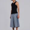 Washed Grey Sporty Stripe Monster Jogger Shorts