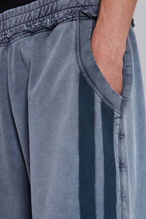 Washed Grey Sporty Stripe Monster Jogger Shorts