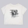 White Etching Cropped T-Shirt