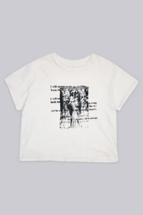 White Etching Cropped T-Shirt