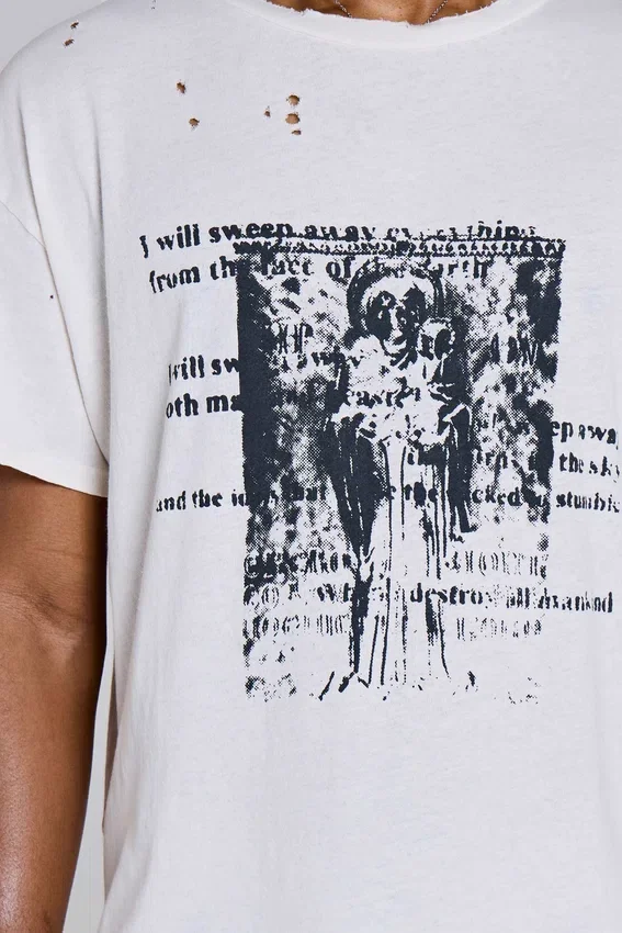 White Etching Cropped T-Shirt