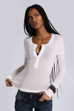 White Haze Henley Top