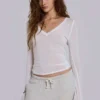 White Mist V Neck Top
