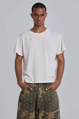 White Moth Cropped T-Shirt