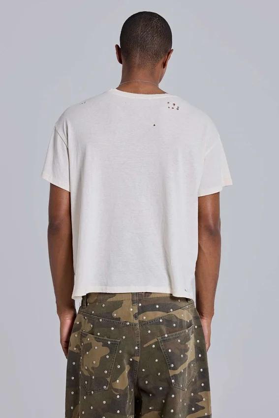 White Moth Cropped T-Shirt