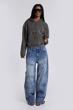 Zae Panelled Low Rise Baggy Jeans