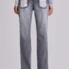 Zain Shredded Bootcut Jeans in Grey