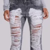 Zain Shredded Bootcut Jeans in Grey