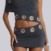 Zarco Asymmetric Mini Dress With Eyelets