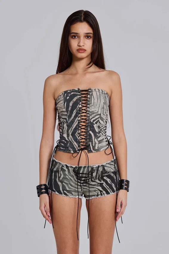 Zebra Denim Hot Pants