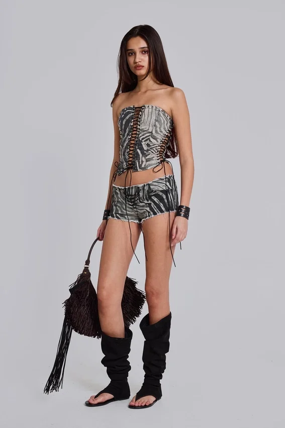 Zebra Denim Hot Pants