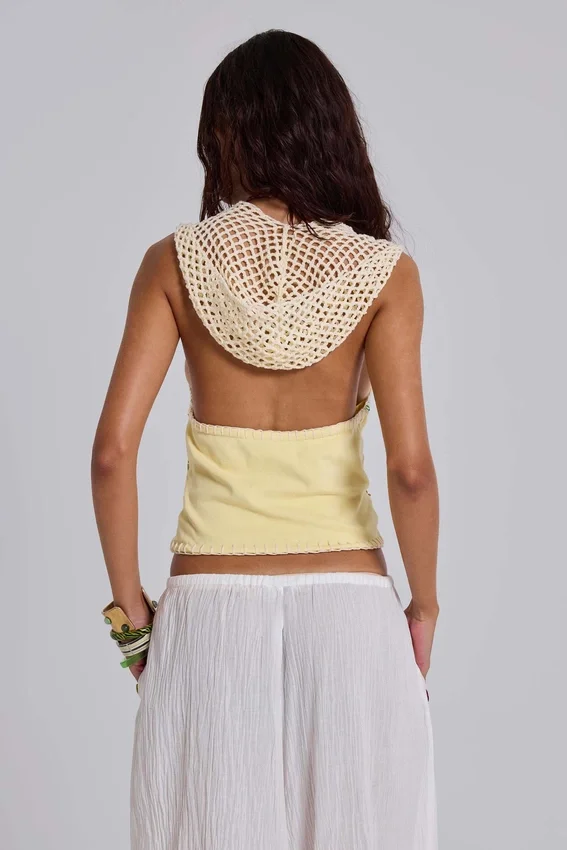 Zelya Beaded Crochet Halter Top