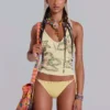 Zelya Beaded Crochet Halter Top